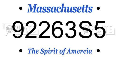 92263S5 Massachusetts License Plate