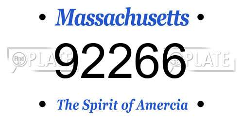 92266 Massachusetts License Plate