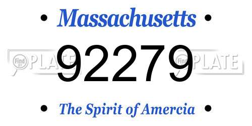 92279 Massachusetts License Plate
