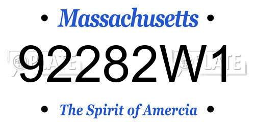 92282W1 Massachusetts License Plate
