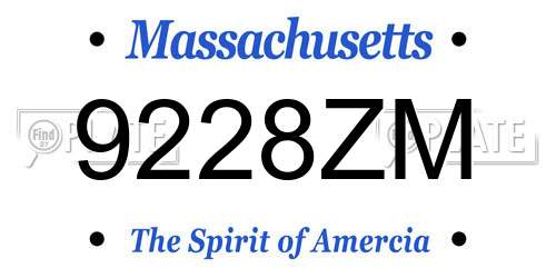 9228ZM Massachusetts License Plate