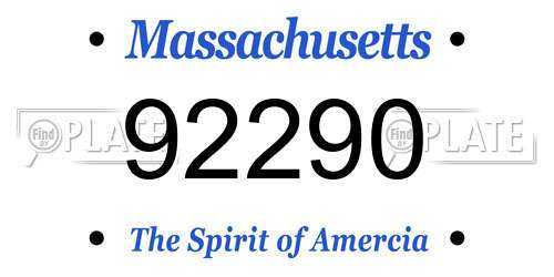 92290 Massachusetts License Plate