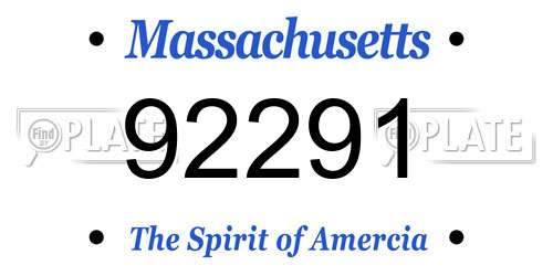 92291 Massachusetts License Plate