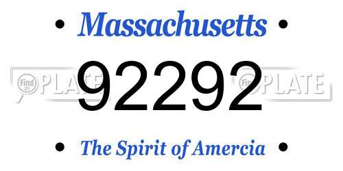 92292 Massachusetts License Plate