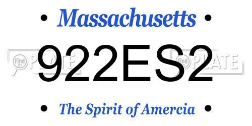 922ES2 Massachusetts License Plate