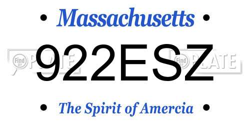 922ESZ Massachusetts License Plate