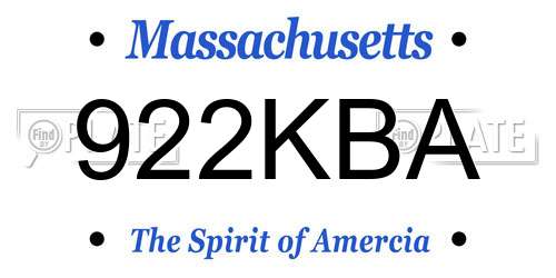 922KBA Massachusetts License Plate