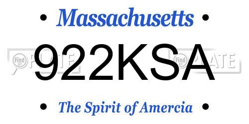 922KSA Massachusetts License Plate