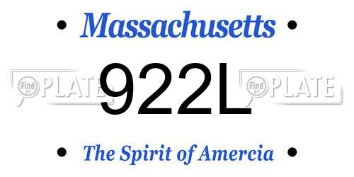 922L Massachusetts License Plate