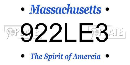 922LE3 Massachusetts License Plate