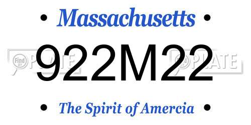 922M22 Massachusetts License Plate