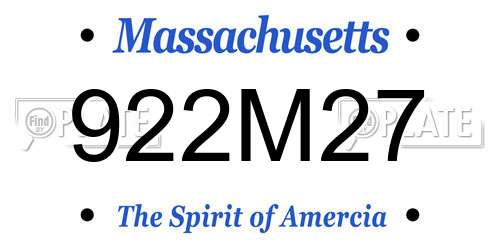 922M27 Massachusetts License Plate
