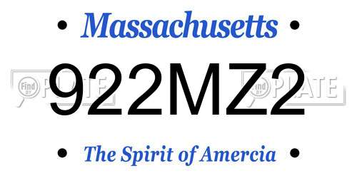 922MZ2 Massachusetts License Plate
