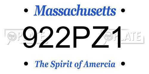 922PZ1 Massachusetts License Plate