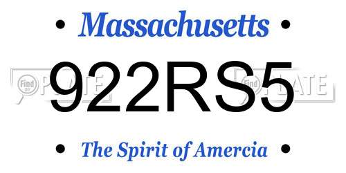 922RS5 Massachusetts License Plate