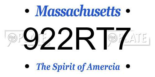 922RT7 Massachusetts License Plate