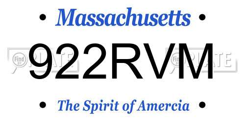 922RVM Massachusetts License Plate