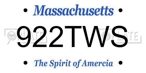 922TWS Massachusetts License Plate