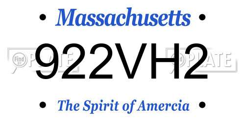 922VH2 Massachusetts License Plate