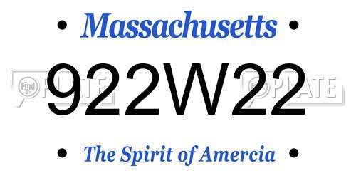 922W22 Massachusetts License Plate