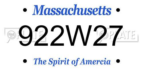 922W27 Massachusetts License Plate