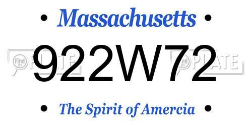 922W72 Massachusetts License Plate