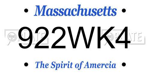 922WK4 Massachusetts License Plate