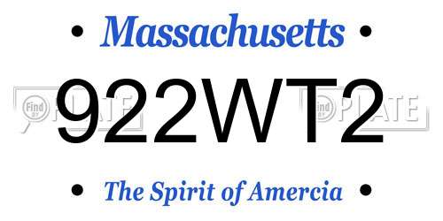 922WT2 Massachusetts License Plate