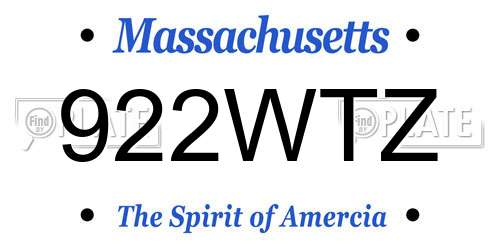 922WTZ Massachusetts License Plate