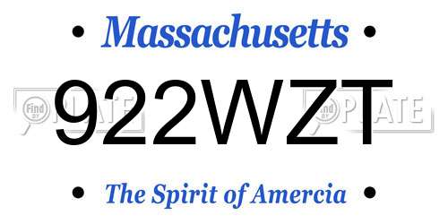 922WZT Massachusetts License Plate