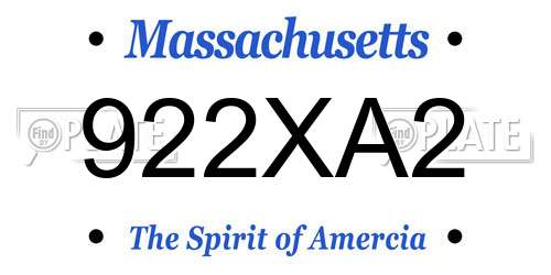 922XA2 Massachusetts License Plate