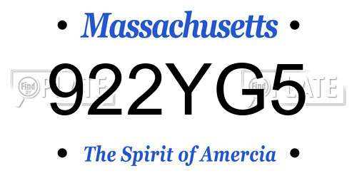 922YG5 Massachusetts License Plate