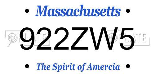 922ZW5 Massachusetts License Plate