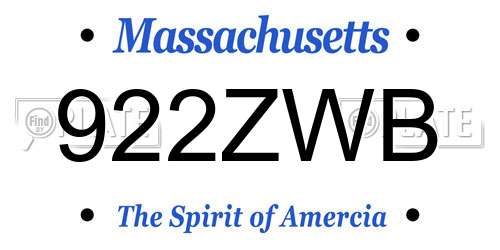 922ZWB Massachusetts License Plate
