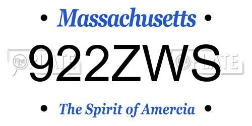 922ZWS Massachusetts License Plate