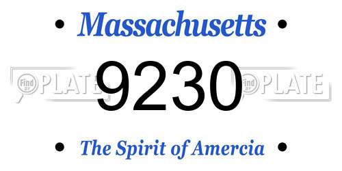9230 Massachusetts License Plate
