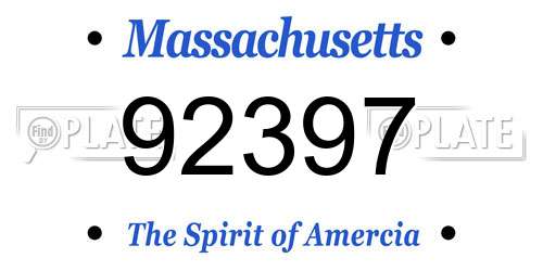 92397 Massachusetts License Plate