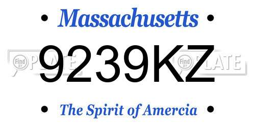 9239KZ Massachusetts License Plate