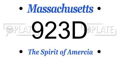 923D Massachusetts License Plate