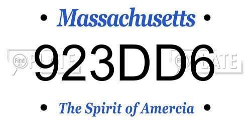 923DD6 Massachusetts License Plate