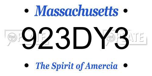 923DY3 Massachusetts License Plate