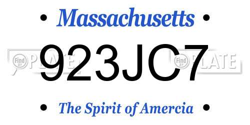 923JC7 Massachusetts License Plate
