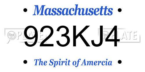 923KJ4 Massachusetts License Plate
