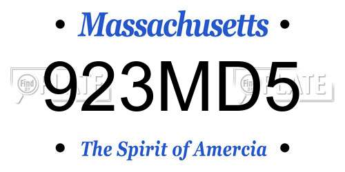923MD5 Massachusetts License Plate