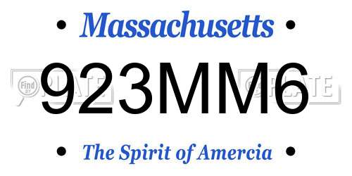923MM6 Massachusetts License Plate