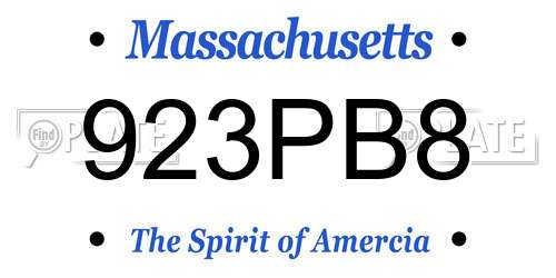 923PB8 Massachusetts License Plate