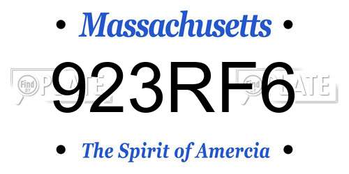 923RF6 Massachusetts License Plate