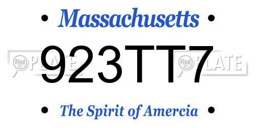 923TT7 Massachusetts License Plate