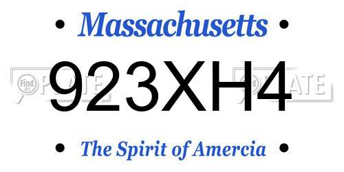 923XH4 Massachusetts License Plate