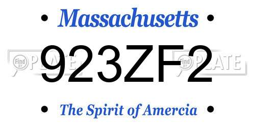 923ZF2 Massachusetts License Plate